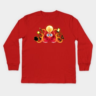 Cute Multi-Tasking Octopus Genius Kids Long Sleeve T-Shirt